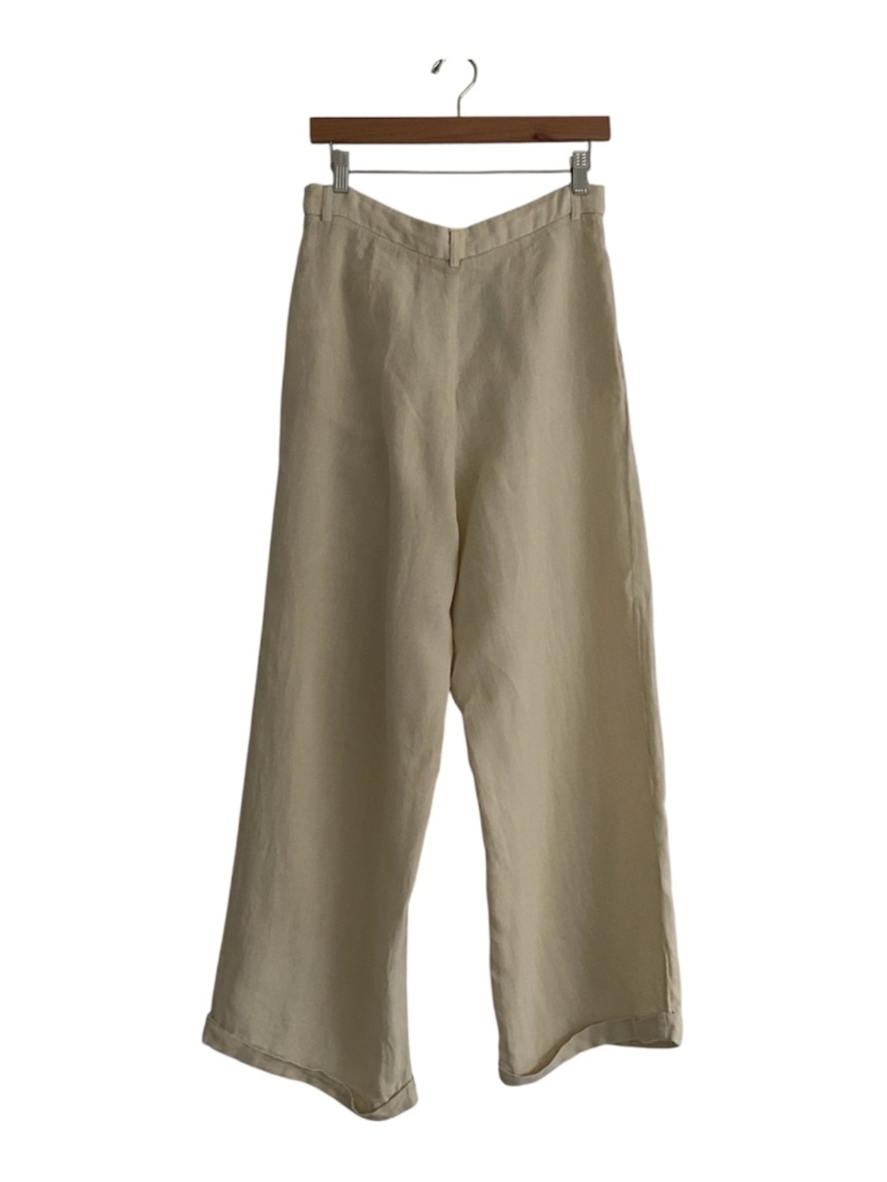 Free People 100% Linen Wide Leg Pleated Trousers Sz 2 Beige Natural Slouchy Boho - Picture 2 of 12